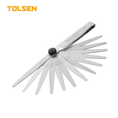 TOLSEN 35044 Feeler Gauges, 13 Blades, 0.05-1.00mm, 100mm Length, Chrome Plated Case | Model: 35044_img_0