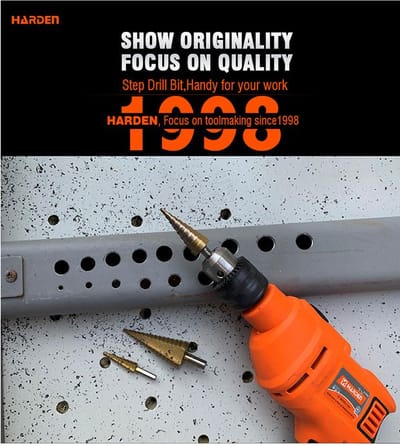 HARDEN Step Drill Bit | 4–32mm Range | 2mm per Step | Titanium Coated HSS | Model: 614132_img_2
