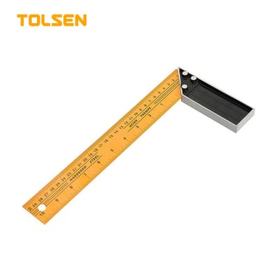 TOLSEN 35081 12" Carpentry Angle Tri Square | 300mm | Aluminium Handle | Metric & Inch | Model: 35081_img_0