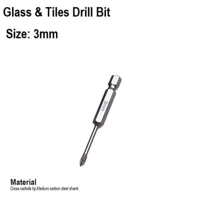HARDEN Glass & Tiles Drill Bit ( 3 | 4 | 5 | 6 | 7 | 8 | 10 | 12mm ), porcelain marble tile glass drilling Hex shank cross tip drill bit; 613103 - 613112_img_8