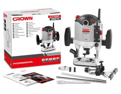CROWN CT11001 Professional Plunge Router, 2100W, 12mm; CT11001_img_0