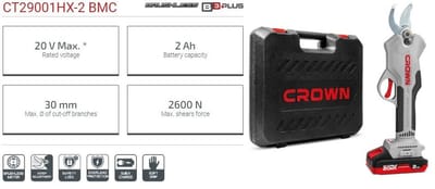 CROWN,CT29001HX,Professional Cordless shears ( 1Battery, 1Charger included), 20V, 30mm, 2600 N; CT29001HX-2S BMC_img_2