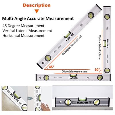 HARDEN Professional Spirit Level Alumonium Body ( 12" | 20" | 24" | 32" | 40" | 48" ), Magnetic Base, High-Visibility Vials; Model: 580503 580508_img_1
