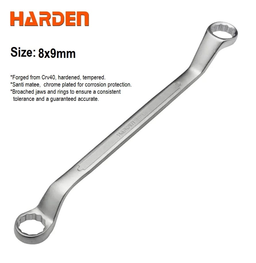 HARDEN Double Ring Spanner - 1Pcs ( 6x7 | 8x9 | 14x15 | 16x17 | 18x19 | 20x22 | 21x23 | 24x27 | 25x28 | 30x32mm ); 541306