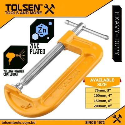 TOLSEN G Clamp (3" | 4" | 6" | 8") Powder Coated Bar, Heavy Duty_img_0