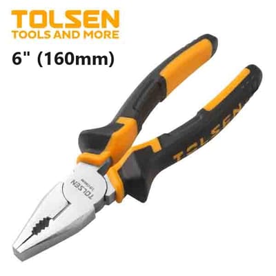 TOLSEN 10000 Combination Pliers | 6" (160mm) | Nickel Plated | Two-Component Handle | Model: 10000_img_0