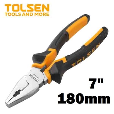 TOLSEN 10001 Combination Pliers 7" | TPR Handle | Forged Steel | Nickel Plated | Model: 10001_img_0