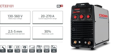 CROWN CT33101 Professional Inverter DC MMA Welding Machine, 130-560V, 20-270A, 2.5-5mm; CT33101_img_1