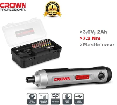 CROWN CT22033, Cordless Screwdrivers with 25pcs Bits Set, 3.6v, 2Ah; Model: CT22033_img_0