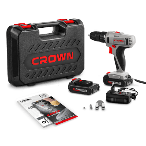 CROWN CT21055L, Professional 14.4V Cordless Drill/Screwdriver with 2pcs Battery & Charger, 14.4V, 1.5Ah, 10mm, 28N.m; CT21055L-1.5 BMC