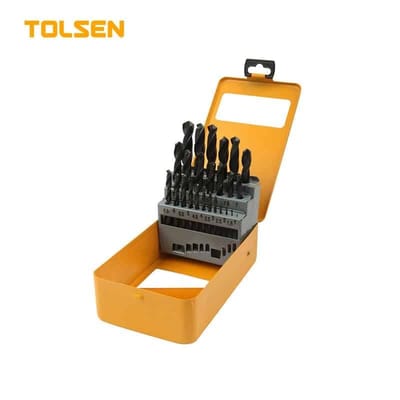 TOLSEN 25pcs HSS High Speed Twist Drill Bits Set (1.5-13MM) w/ Hard Case 75082_img_0