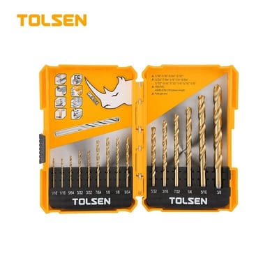 TOLSEN 15pcs HSS M2 Twist Drill Bits Set For Stainless or Metal ( HSS Fractional Jobber Length Drill Bits Set ) (1/16" to 3/8") 75100_img_1