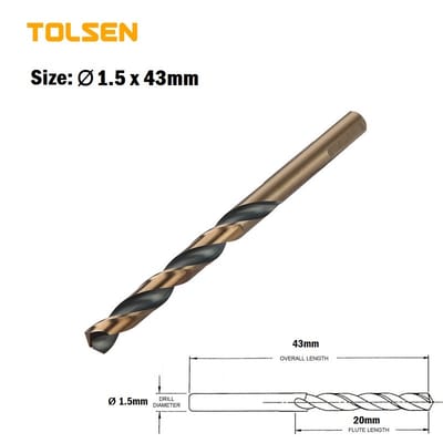 TOLSEN 10pcs Black & Gold HSS Drill Bits ( 1 | 1.5 | 2 | 2.5 | 3 | 3.2 | 3.5 | 4 | 4.2 | 4.5 | 4.8 | 5 | 5.5 | 6 mm ) For Metal and Stainless Industrial Grade_img_2