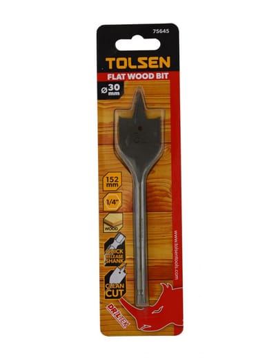TOLSEN Flat Wood Drill Bit w/ 1/4" Hex Shank ( 12 | 14 | 16 | 18| 19 | 20 | 22 | 25 | 28 | 30 | 32 | 38mm )_img_3