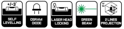 CROWN CT44022 Professional Laser Level, 1V1H1D, 30m, ±1mm; CT44022_img_3