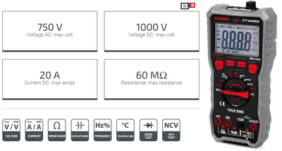 CROWN CT44052 Digital Multimeter, 750ACV, 1000DCV, 20A; Model : CT44052_img_1