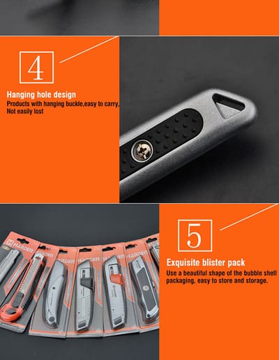 HARDEN 150mm Universal Knife, 30MM Width Blade, Zinc Alloy Housing Utility Cutter Professional Quality, Folding Utility Knife, Multi Hand Cutting Tool Box, Cutter Knife Cutter; 570323_img_4