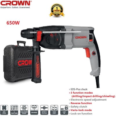 Crown CT18180 650w Rotary Hammer SDS-plus 20mm Model: CT18180_img_0
